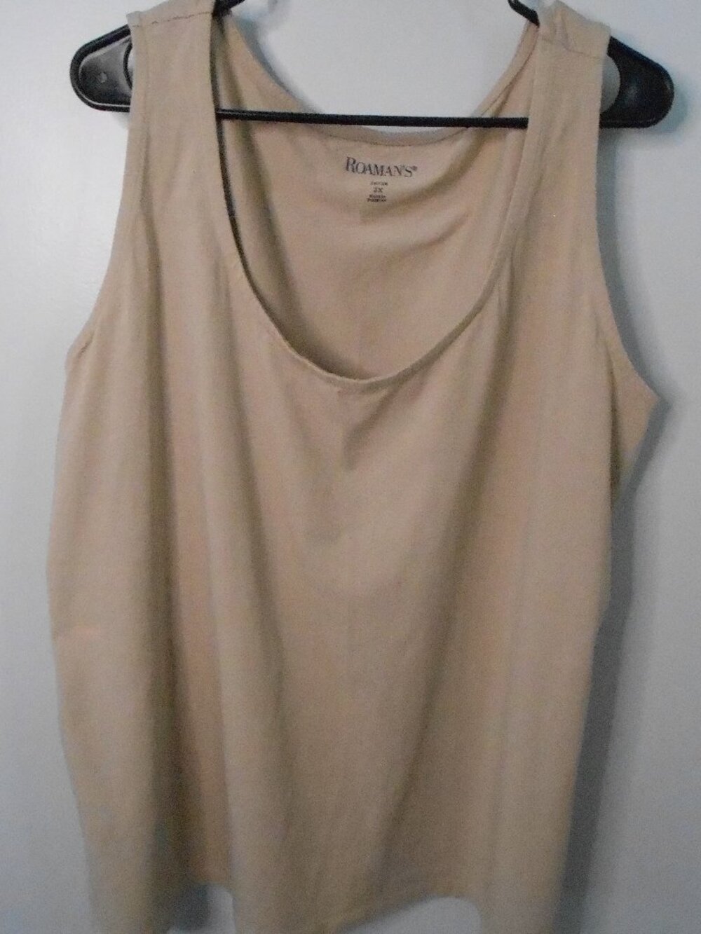Roaman's Women's  Solid Tan Sleeveless  Scoop Neck Tank Top Size-2XL (26/28)